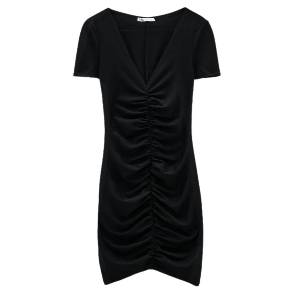 Zara Black Ruched Dress